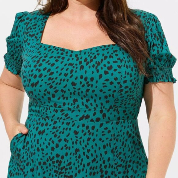 Torrid Tea Length Stretch Challis Sweetheart A-line Dress - Picture 4 of 7